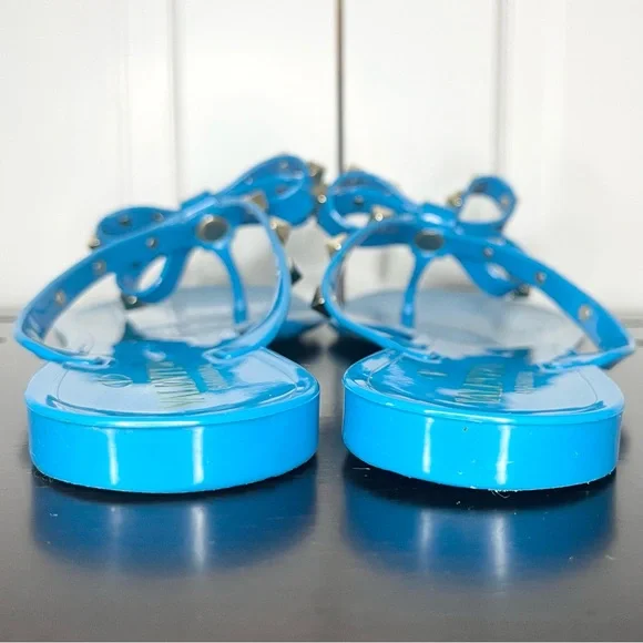 Valentino Garavani Rockstud Blue Rubber Casual Sandals - Picture 6 of 7